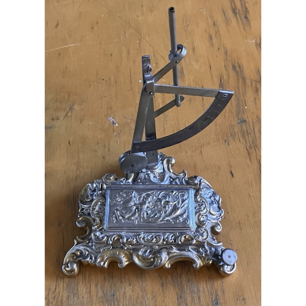 Rare Early Ornate Brass Stamp Holder Box And Letter Scale Combo Claw Footed